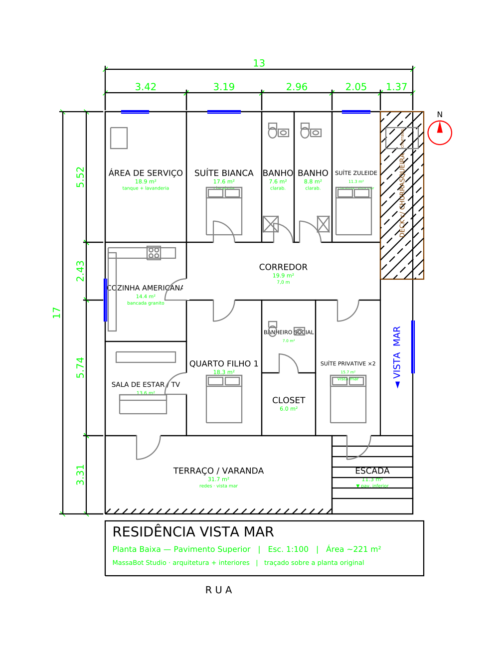 Planta baixa CAD da Residência Vista Mar